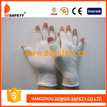 13 Gauge White Nylon Half Finger Work Glove Dch122